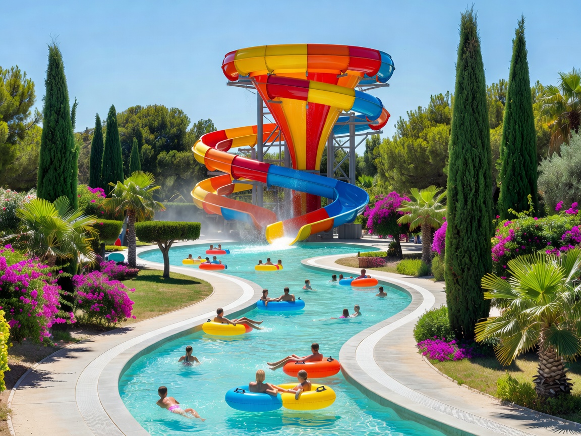 Aquacolors Poreč winding lazy river and extreme funnel slide in Istria